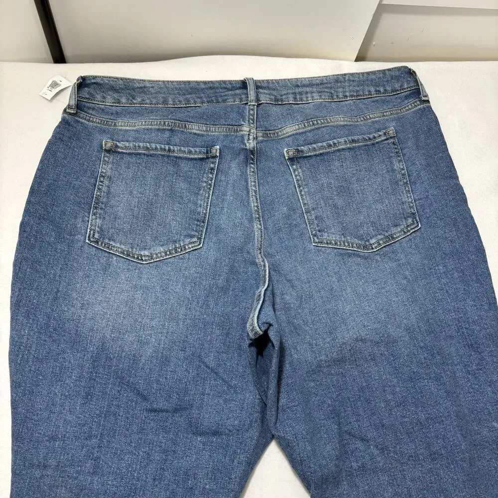 Old Navy Women's 20 High Rise Curvy O.G. Straight Ripped Blue Jeans (40x28) - Picture 8 of 13